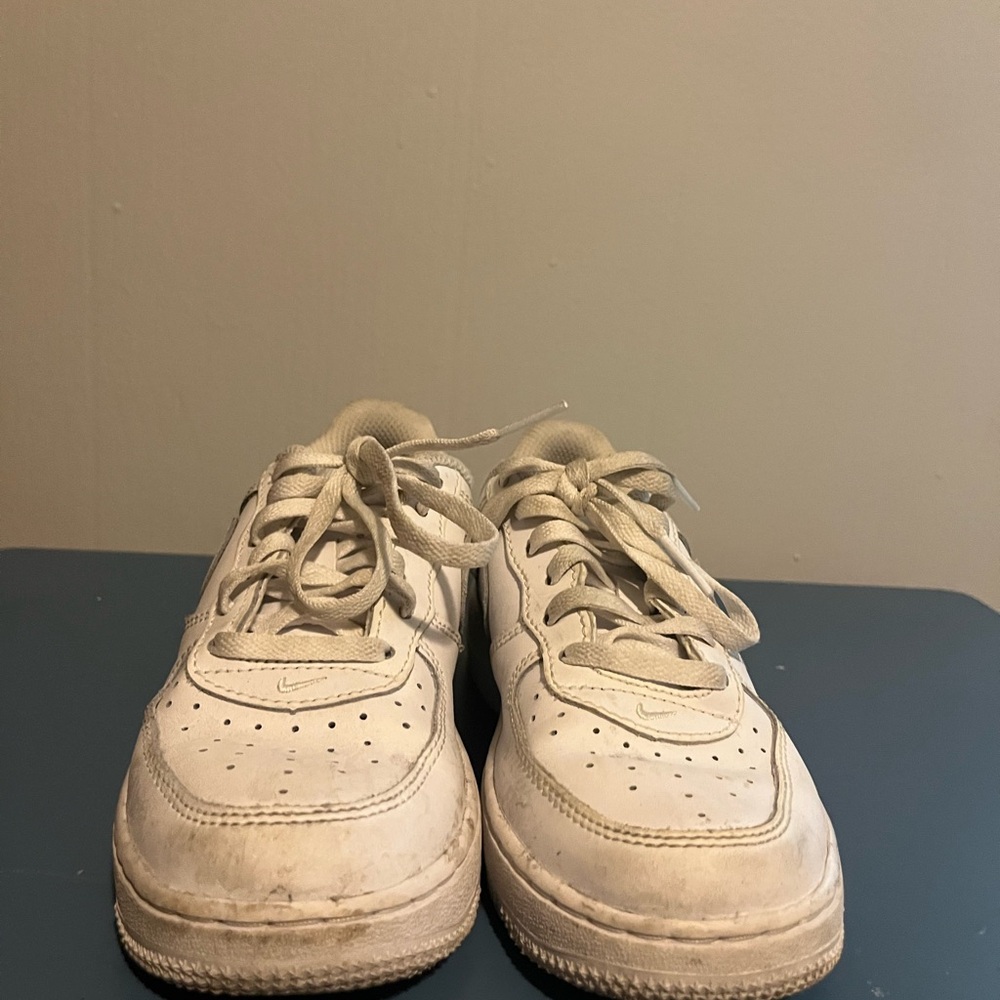 Nike Air Force 1 White Sneakers Shoes Youth Size 1Y